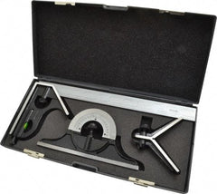 SPI - 4 Piece, 12" Combination Square Set - 1/32 & 1/64" (English/Metric) Graduation, Hardened Steel Blade, Hardened Steel Center, Protractor & Square Head - Americas Industrial Supply