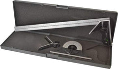 SPI - 4 Piece, 18" Combination Square Set - 1/32 & 1/64" (English/Metric) Graduation, Hardened Steel Blade, Hardened Steel Center, Protractor & Square Head - Americas Industrial Supply