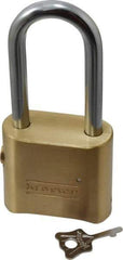 Master Lock - 2" Body Width, 2-1/8" Shackle Clearance, Solid Brass Combination Lock - 5/16" Shackle Diam, 1" Shackle Width, Control Key is Sold Separately - Americas Industrial Supply