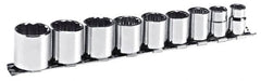Blackhawk by Proto - 9 Piece 3/8" Drive Socket Set - 12 Points, 3/8" to 7/8" Range, Inch Measurement Standard - Americas Industrial Supply