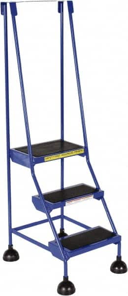 Vestil - 56" 3 Step Ladder - 300 Lb Capacity, 28-3/4" Platform Height, 19-1/4" Base Width x 30" Base Depth, Rubber Matted - Americas Industrial Supply