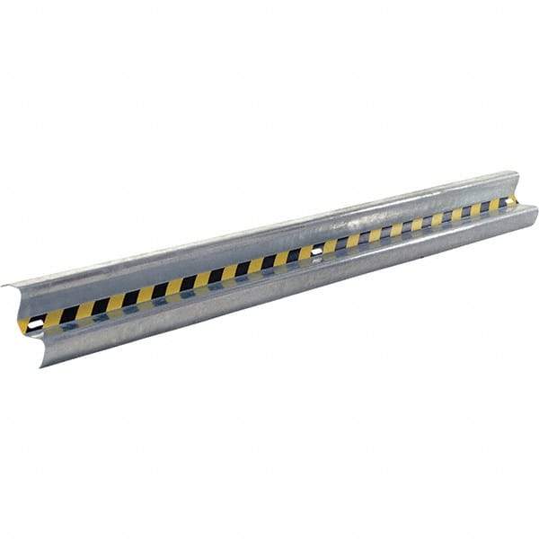 Vestil - 10' Long x 12" High, Gray with Black & Yellow Caution Tape Steel Straight Heavy Duty Guard Rail - 3 Rails Accommodated, 3-1/4" Deep, 76 Lb - Americas Industrial Supply