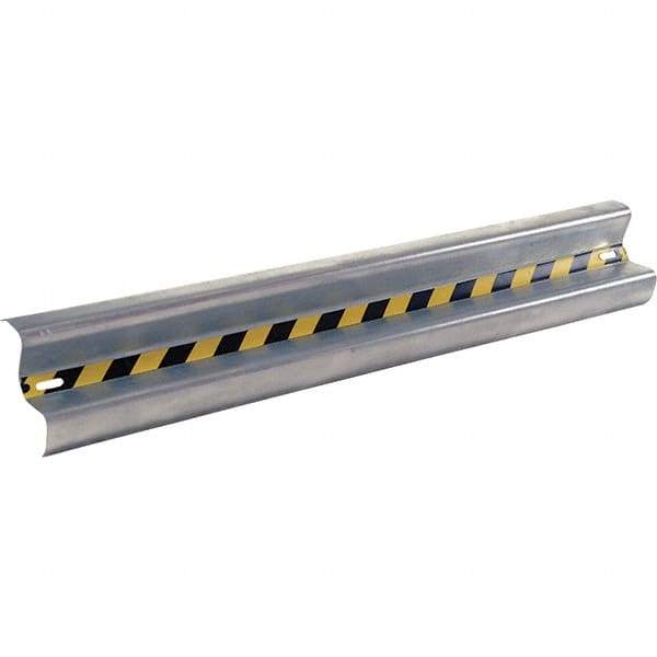 Vestil - 6' Long x 12" High, Gray with Black & Yellow Caution Tape Steel Straight Standard Guard Rail - 2 Rails Accommodated, 3-1/4" Deep, 47 Lb - Americas Industrial Supply