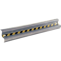Vestil - 6' Long x 12" High, Gray with Black & Yellow Caution Tape Steel Straight Standard Guard Rail - 2 Rails Accommodated, 3-1/4" Deep, 47 Lb - Americas Industrial Supply