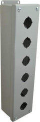 Cooper B-Line - 6 Hole, 1.203 Inch Hole Diameter, Steel Pushbutton Switch Enclosure - 14-3/4 Inch High x 3-1/4 Inch Wide x 2-3/4 Inch Deep, 12, 13 NEMA Rated - Americas Industrial Supply