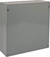 Cooper B-Line - Steel Junction Box Enclosure Screw Flat Cover - NEMA 1, 12" Wide x 12" High x 4" Deep - Americas Industrial Supply