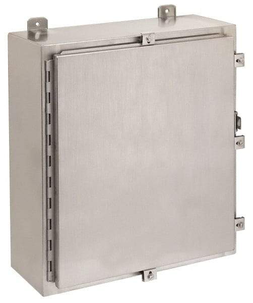 Cooper B-Line - Stainless Steel Standard Enclosure Hinge Flat Cover - NEMA 4, 12, 13, 4X, 24" Wide x 36" High x 8" Deep, Corrosion Resistant, Rainproof & Watertight - Americas Industrial Supply