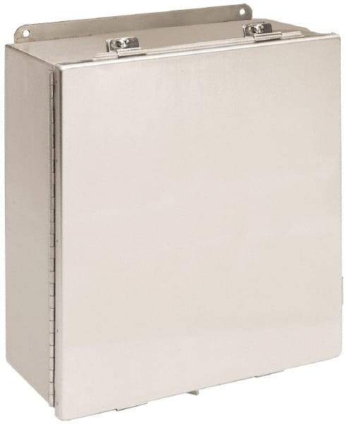 Cooper B-Line - Stainless Steel Standard Enclosure Hinge Flat Cover - NEMA 4, 12, 13, 3RX, 4X, 14" Wide x 16" High x 6" Deep, Corrosion Resistant, Dust-tight, Rainproof & Watertight - Americas Industrial Supply