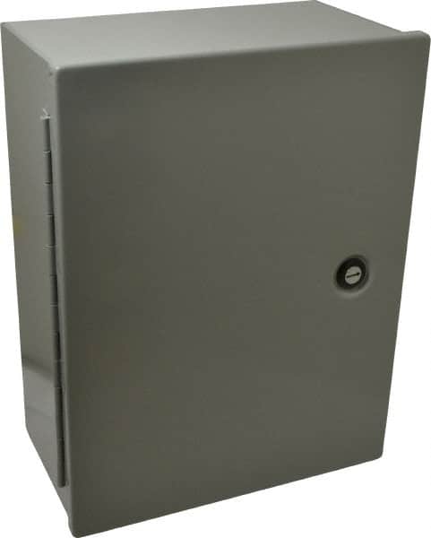 Cooper B-Line - Steel Standard Enclosure Hinge Flat Cover - NEMA 1, 12" Wide x 16" High x 6-5/8" Deep - Americas Industrial Supply