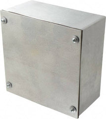 Cooper B-Line - Steel Junction Box Enclosure Screw Flat Cover - NEMA 3, 12, 8" Wide x 8" High x 4" Deep, Dust-tight & Rainproof - Americas Industrial Supply