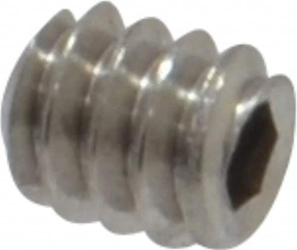 Value Collection - #4-40 UNC, 1/8" OAL, Flat Point Set Screw - Grade Austenitic A2 Stainless Steel, 0.05" Key - Americas Industrial Supply