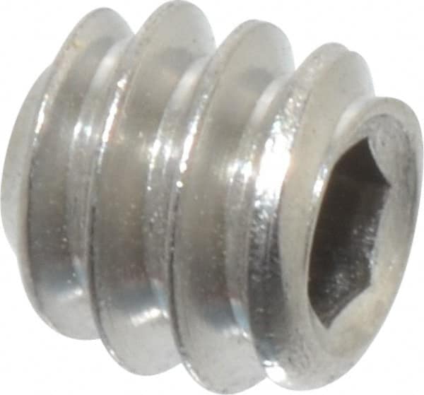Value Collection - #6-32 UNC, 1/8" OAL, Flat Point Set Screw - Grade Austenitic A2 Stainless Steel, 1/16" Key - Americas Industrial Supply