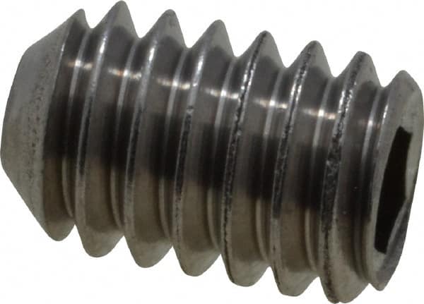 Value Collection - #8-32 UNC, 1/4" OAL, Flat Point Set Screw - Grade Austenitic A2 Stainless Steel, 5/64" Key - Americas Industrial Supply