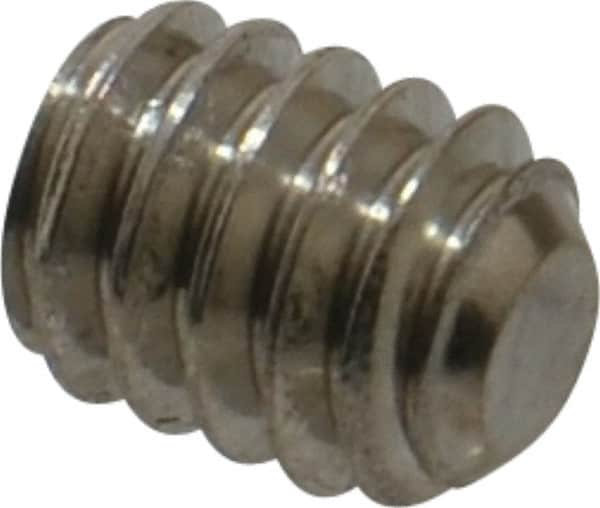 Value Collection - 1/4-20 UNC, 5/16" OAL, Flat Point Set Screw - Grade Austenitic A2 Stainless Steel, 1/8" Key - Americas Industrial Supply