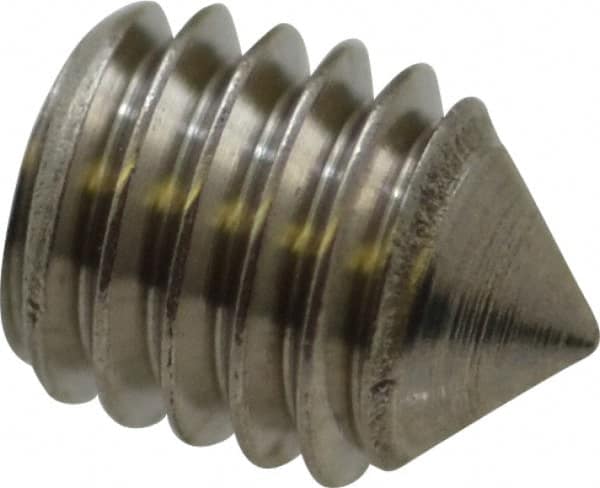 Value Collection - #10-32 UNF, 1/4" OAL, Cone Point Set Screw - Grade Austenitic A2 Stainless Steel, 3/32" Key - Americas Industrial Supply