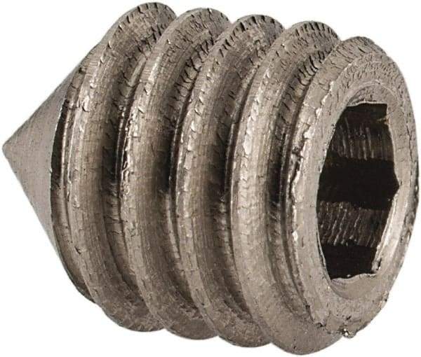 Value Collection - 5/16-18 UNC, 3/8" OAL, Cone Point Set Screw - Grade Austenitic A2 Stainless Steel, 5/32" Key - Americas Industrial Supply