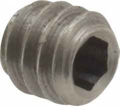Value Collection - 1/4-20 UNC, 1/4" OAL, Oval Point Set Screw - Grade Austenitic A2 Stainless Steel, 1/8" Key - Americas Industrial Supply