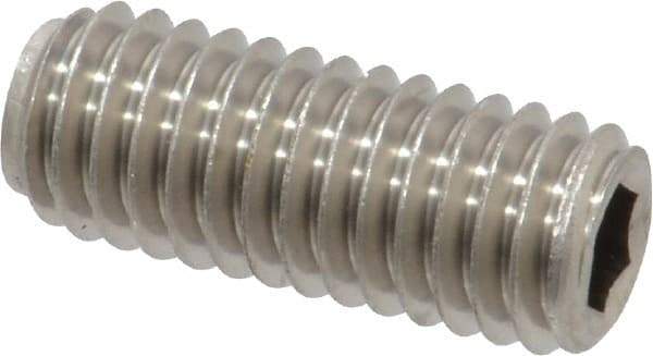Value Collection - 3/8-16 UNC, 1" OAL, Oval Point Set Screw - Grade Austenitic A2 Stainless Steel, 3/16" Key - Americas Industrial Supply