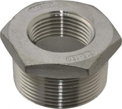 Merit Brass - 1-1/2 x 1" Grade 316 Stainless Steel Pipe Hex Bushing - MNPT x FNPT End Connections, 150 psi - Americas Industrial Supply