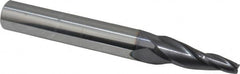 ProMax - 7° Taper Angle per Side, 3/16" Small End Diam, Solid Carbide 3 Flute Tapered Ball End Mill - AlTiN Finish, 4" OAL, 1/2" Shank Diam, Spiral Flute - Americas Industrial Supply