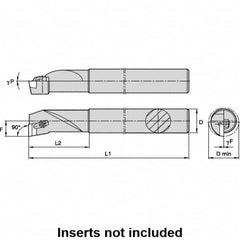 Kennametal - 6mm Min Bore Diam, 60mm OAL, 6mm Shank Diam, S-CBFP Indexable Boring Bar - 16mm Max Bore Depth, BP.. Insert, Clamp Holding Method - Americas Industrial Supply