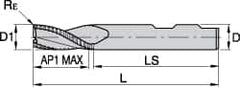 Kennametal - 16mm Diam, 32mm LOC, 3 Flute Solid Carbide 1mm Corner Radius Roughing End Mill - Uncoated, 92mm OAL, 16mm Shank Diam, Single End, Centercutting, 30° Helix - Americas Industrial Supply