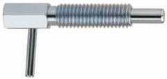 Gibraltar - M10x1.5, 1.17" Thread Length, 6mm Plunger Diam, 3.3 N Init to 16.7 N Final End Force, Steel Locking L Handle Plunger - 51mm Body Length, 33mm Length Under Head, 14mm Plunger Projection - Americas Industrial Supply