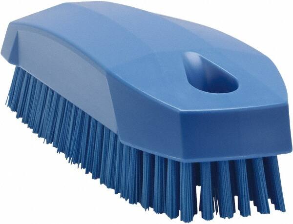 Vikan - 0.7" Bristle Length, Polyester Scrub Brush - 1-1/2" Wide Head, 4-1/2" OAL, Blue, Polypropylene Block - Americas Industrial Supply