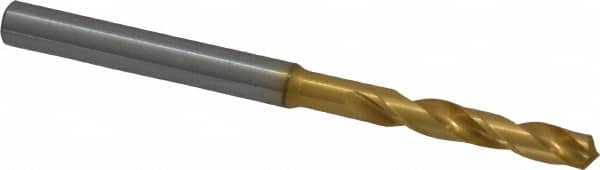 OSG - 5/32" 130° Spiral Flute Cobalt Screw Machine Drill Bit - TiN Finish, Right Hand Cut, 1" Flute Length, 2-7/16" OAL, Standard Point, Straight Shank - Americas Industrial Supply