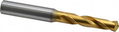 OSG - 25/64" 130° Spiral Flute Cobalt Screw Machine Drill Bit - TiN Finish, Right Hand Cut, 1-7/8" Flute Length, 3-31/32" OAL, Standard Point, Straight Shank - Americas Industrial Supply