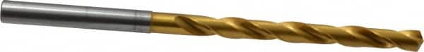 OSG - 15/64" 130° Cobalt Jobber Drill - TiN Finish, Right Hand Cut, Spiral Flute, Straight Shank, 4-7/16" OAL, Standard Point - Americas Industrial Supply