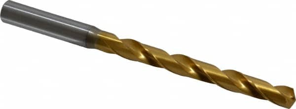 OSG - 21/64" 130° Cobalt Jobber Drill - TiN Finish, Right Hand Cut, Spiral Flute, Straight Shank, 5-1/8" OAL, Standard Point - Americas Industrial Supply