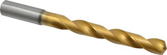 OSG - 21/32" 130° Cobalt Jobber Drill - TiN Finish, Right Hand Cut, Spiral Flute, Straight Shank, 7-27/32" OAL, Standard Point - Americas Industrial Supply
