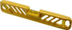 Empire Level - Magnetic 9" Long 3 Vial Torpedo Level - Polycast, Yellow, 1 45°, 1 Level & 1 Plumb Vials - Americas Industrial Supply