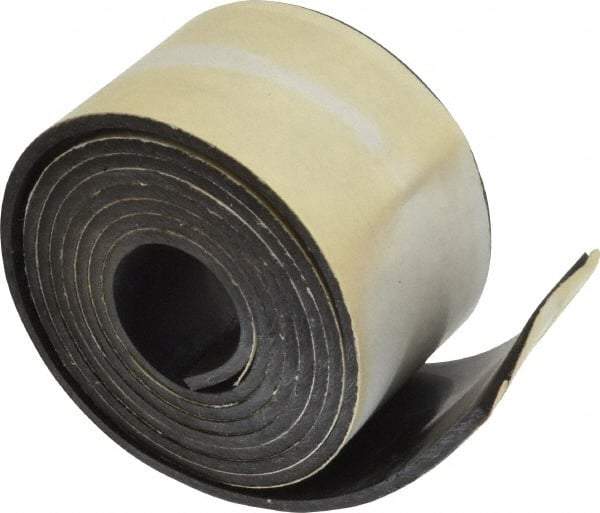 Made in USA - 1/8" Thick x 2" Wide x 60" Long, Adhesive Backed Buna-N Rubber Strip - Stock Length, 70 Shore A Durometer, 2,500 psi Tensile Strength, -20 to 170°F, Black - Americas Industrial Supply