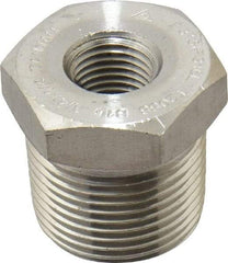 Merit Brass - 3/4 x 1/4" Grade 316/316L Stainless Steel Pipe Hex Bushing - MNPT x FNPT End Connections, 3,000 psi - Americas Industrial Supply