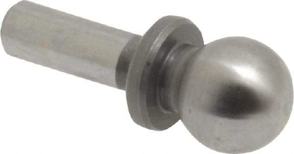 Gibraltar - 1/4" Ball Diam, 1/8" Shank Diam, Steel Inspection Tooling Ball - Press-Fit Shank, 9/16" Ball Center to Shank Bottom, 0.2" Ball Center to Shoulder Bottom, with Shoulder - Americas Industrial Supply