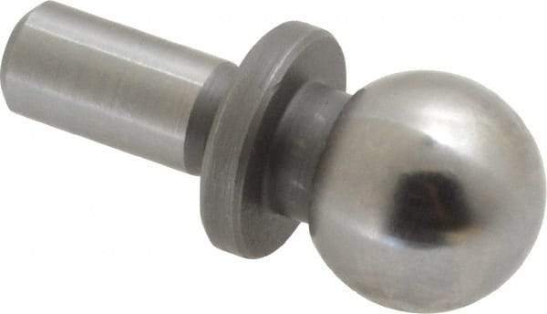 Gibraltar - 1/2" Ball Diam, 1/4" Shank Diam, Steel Inspection Tooling Ball - Press-Fit Shank, 15/16" Ball Center to Shank Bottom, 0.4" Ball Center to Shoulder Bottom, with Shoulder - Americas Industrial Supply