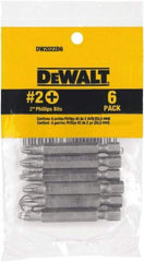 DeWALT - #2 Phillips Screwdriver Bit - 1/4" Drive, 2" OAL - Americas Industrial Supply