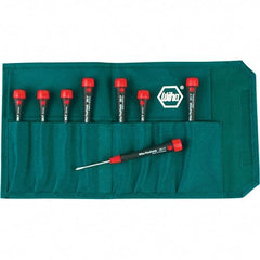 Wiha - 8 Piece Slotted & Phillips Screwdriver Set - Comes in Canvas Pouch - Americas Industrial Supply
