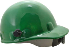 Fibre-Metal - ANSI Type I, Class G Rated, 8-Point, Ratchet Adjustment Hard Hat - Size 6-1/2 to 8, Green, Standard Brim - Americas Industrial Supply