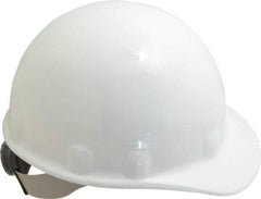Fibre-Metal - ANSI Type I, Class E Rated, 8-Point, Ratchet Adjustment Hard Hat - Size 6-1/2 to 8, White, Standard Brim - Americas Industrial Supply