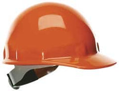 Fibre-Metal - ANSI Type I, Class E Rated, 8-Point, Ratchet Adjustment Hard Hat - Size 6-1/2 to 8, Red, Standard Brim - Americas Industrial Supply