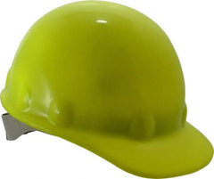 Fibre-Metal - ANSI Type I, Class E Rated, 8-Point, Ratchet Adjustment Hard Hat - One Size Fits Most, Hi-Viz Yellow, Standard Brim - Americas Industrial Supply
