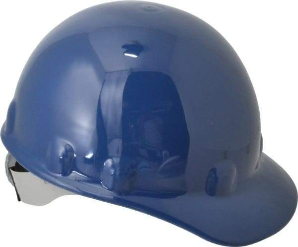 Fibre-Metal - ANSI Type I, Class E Rated, 8-Point, Ratchet Adjustment Hard Hat - Size 6-1/2 to 8, Dark Blue, Standard Brim - Americas Industrial Supply