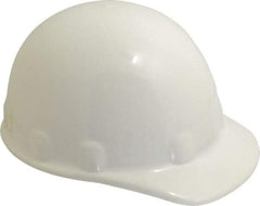 Fibre-Metal - ANSI Type I, Class E Rated, 8-Point, Ratchet Adjustment Hard Hat - Size 6-1/2 to 8, White, Standard Brim - Americas Industrial Supply