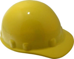 Fibre-Metal - ANSI Type I, Class E Rated, 8-Point, Ratchet Adjustment Hard Hat - Size 6-1/2 to 8, Yellow, Standard Brim - Americas Industrial Supply