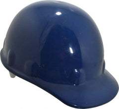 Fibre-Metal - ANSI Type I, Class E Rated, 8-Point, Ratchet Adjustment Hard Hat - One Size Fits Most, Dark Blue, Standard Brim - Americas Industrial Supply