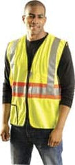 OccuNomix - Size XL High Visibility Yellow Solid Expandable Vest - 44 to 46" Chest, ANSI 107-2015, Hook & Loop Closure, 1 Pocket, Polyester - Americas Industrial Supply