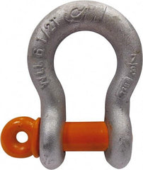 CM - 1" Nominal Chain Size, 8.5 Ton Carbon Steel Screw Anchor Shackle - 1-15/64" Diam, 1-1/4" Pin Diam, 1-11/16" Wide Inside Jaw, 2-9/32" Inside Width - Americas Industrial Supply